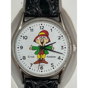 Keebler Ernie Keebler Character Watch Black Leather Strap Vintage Quartz New